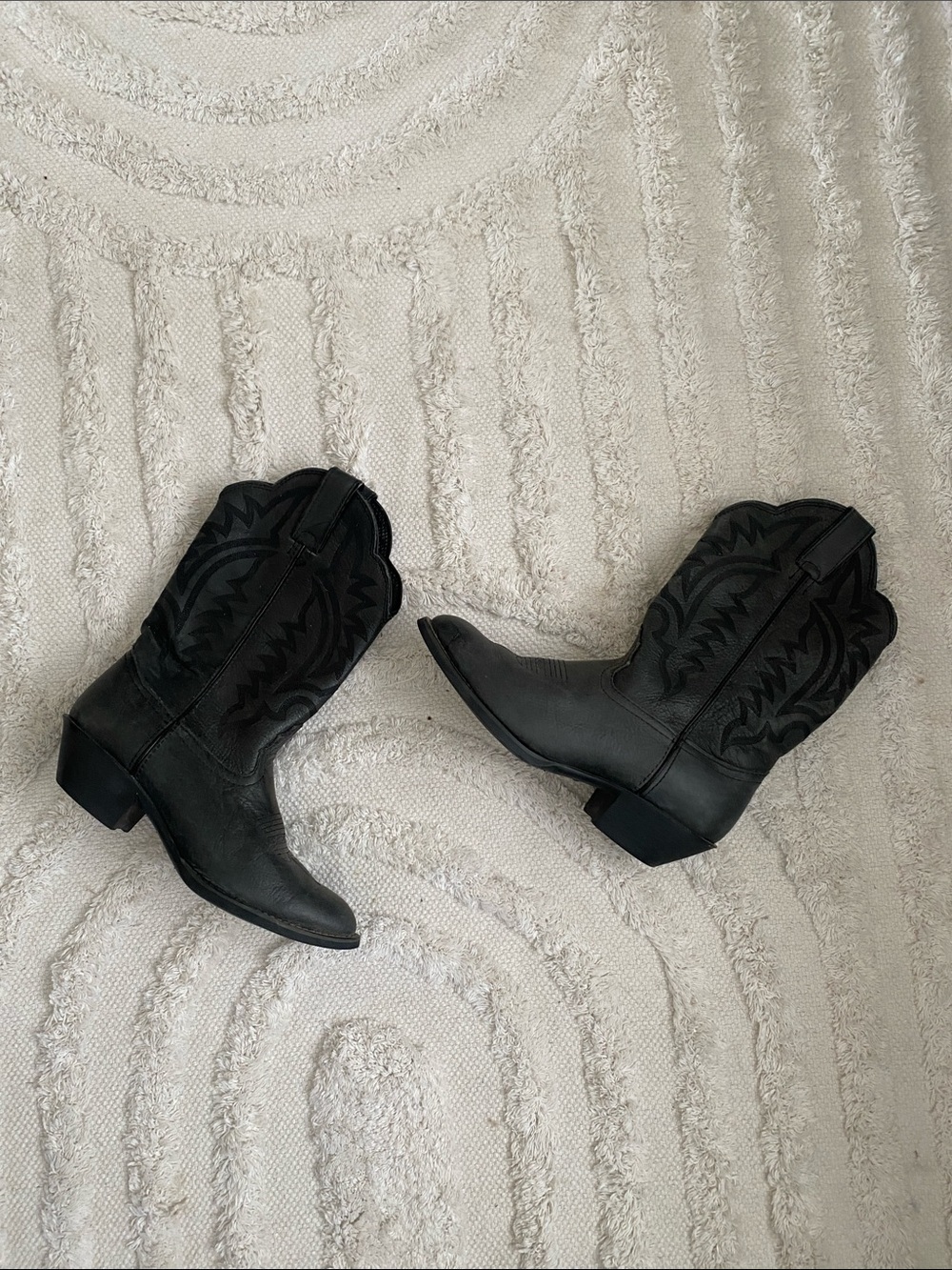 Tony Lama Black Embroidered Western Ankle Boots